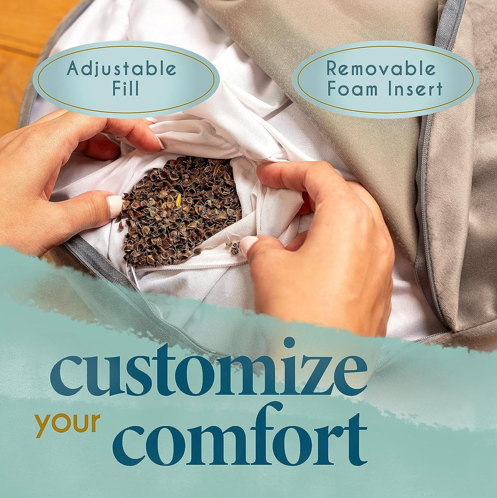 Meditation Cushion Velvet Floor Pillow with Buckwheat Fill